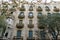 Facade of old apartment buildings in el Eixample, Barcelona, Catalonia, Spain