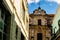 Facade of old colonial cathedral in Old Havana, Cuba