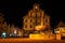 The facade of the Old Mint, Alte Muenze in Speyer in Germany at night