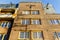 Facade of an ornate apartment building in the Amsterdamse School style in Amsterdam Zuid, The Netherlands