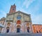 The facade of Piacenza Cathedral, Italy