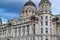 Facade of Port of Liverpool Building or Dock Office in Pier Head, along the Liverpool`s waterfront, England, United Kingdom