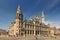 Facade of Post palace and Korenlei street in Ghent Belgium