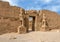 The facade or pylon of the temple of Ramesses III within ghe first court of the Temple of Amun in the Karnak temple complex.