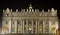 Facade of Saint Peter at night, Rome