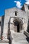 Facade of Saint Vincent church in the historic town of Les Baux de Provence