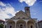 Facade of the San Donato and San Grato church in Brovello-Carpugnino, Italy