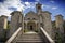 Facade of the San Donato and San Grato church in Brovello-Carpugnino, Italy