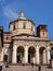 Facade of San Lorenzo Maggiore Basilica -Saint Lawrence the Major Cathedral- and statue of Constantine emperror in front