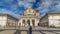 Facade of San Lorenzo Maggiore Basilica timelapse hyperlapse and statue of Constantine emperror in front.