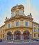 The facade of San Savino Church, Piacenza, Italy