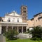 Facade of Santa Cecilia`s Church in Trastevere Rome