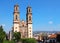 Facade of Santa Prisca Parish Church, Taxco de Alarcon city, Mex