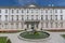 Facade of Schloss Mirabell Palace, with a bronze Pegasus on Pegasus Fountain in front, sculptor Kaspar Gras, Salzburg Austria