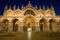 Facade of St. Mark Basilica, night illumination. Venice, Italy