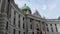 The facade of St. Michael`s Wing of Hofburg Vienna, Austria photographed at an angle, close-up