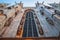 Facade, statues and decorative elements on the roof of the Duomo in Milan