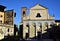 Facade in the sun and blue sky of the church of San Bartolomeo in Pistoia.