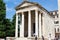 Facade of Temple of Augustus Augustov hram, a well-preserved Roman temple in Forum Square in the city of Pula, Croatia