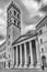 Facade of Temple of Minerva, iconic landmark in Assisi, Italy