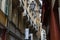 The facade of a tenement house with balconies