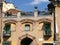 Facade of a traditional building in the district Garbatella to Rome in Italy.