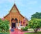 The facade of Viharn Phra Kluai Phayai of Wat Phra That Hariphunchai Temple, Lamphun, Thailand