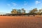 Facade William Creek Hotel in the Outback of South Australia during sunrise