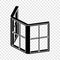 Facade window frame icon, simple black style