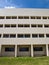 Facade windows of office building on blue sky