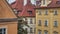 Facades of beautiful old buildings in Prague historical center