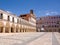 Facades of buildings and colorful houses in the Plaza Alta in Badajoz (Spain