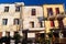 Facades of historic townhouses in the town of Chania on the island of Crete