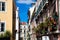 Facades of the houses on the streets of Lisbon city center