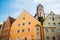 Facades of old buildings and Hohes Schloss in Fussen, Bavaria, Germany