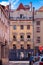 Facades of old houses on a sunny day. Swidnica.