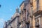 Facades of traditional houses in the Sicilian town Catania, Ital