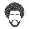 Face with Afro Men vintage hairstyles vector line art illustration