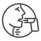 Face and asthma inhaler line icon, Allergy concept, Applying inhalant sign on white background, Person use inhaler icon