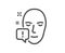 Face attention line icon. Exclamation mark sign.