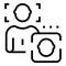 Face authorization icon outline vector. Detect identification