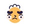 Face avatar with sad emotion. Cute abstract character with unhappy upset facial expression. Comic funny doodle head