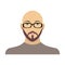 The face of a bald man with glasses, with a beard and mustache. The face of a man single icon in cartoon style vector