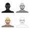 The face of a bald man with glasses, with a beard and mustache. The face of a man single icon in cartoon style vector