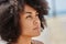 Face of beautiful pensive afro american woman