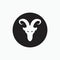 Face billy goat isolated on black circle - goat, sheep, lamb logo emblem or button icon silhouette - mammal, animal vector icon