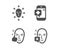 Face biometrics, Healthy face and Medical phone icons. Facial recognition, Healthy cosmetics, Mobile medicine. Vector
