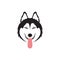 Face black siberian husky with tongue logo design vector graphic symbol icon sign illustration creative idea