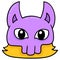 Face cat animal head covered with mask, doodle icon drawing