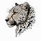 Face of a cheetah painted by hand on a white background tattoo.